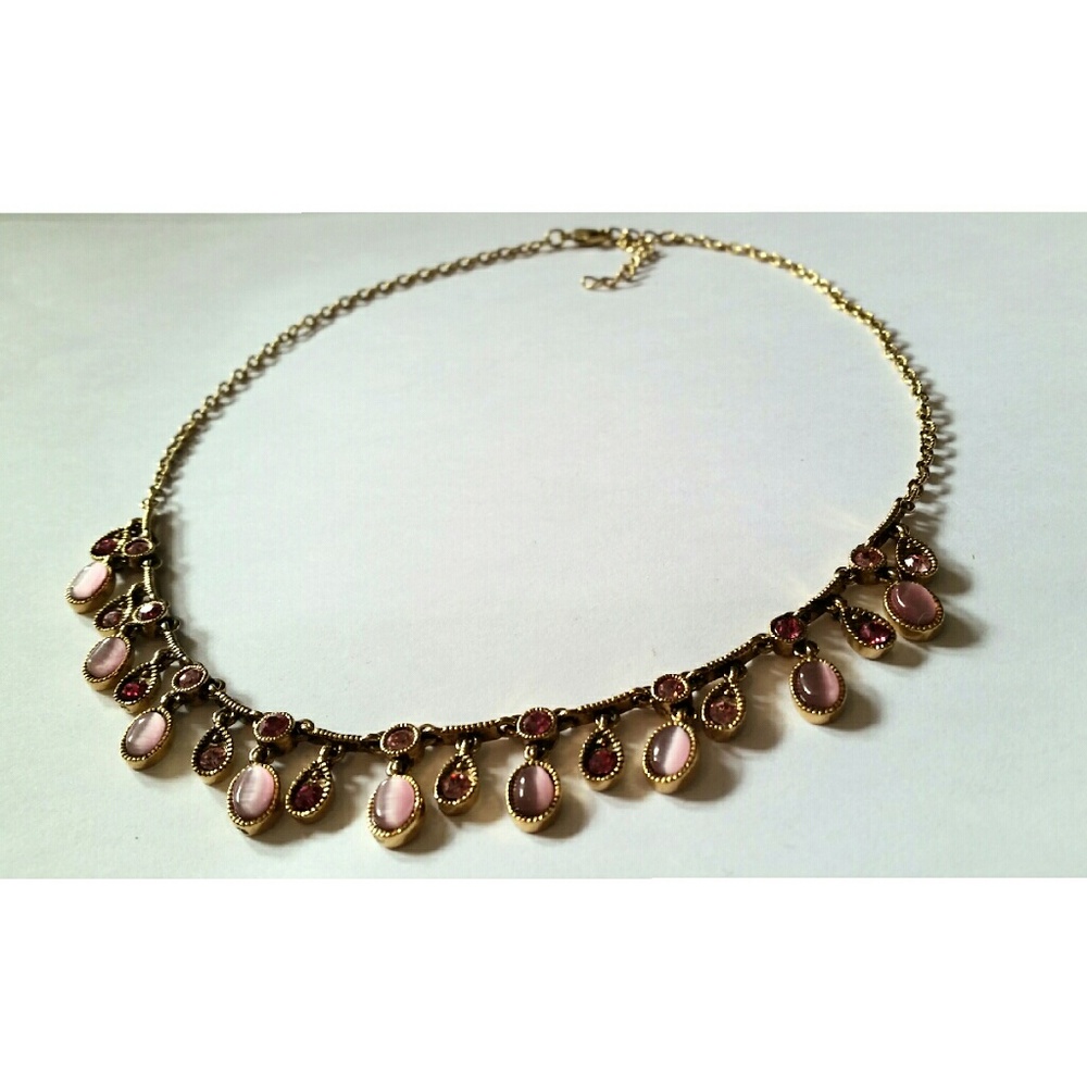 Rose gold and pink fashion bib necklace